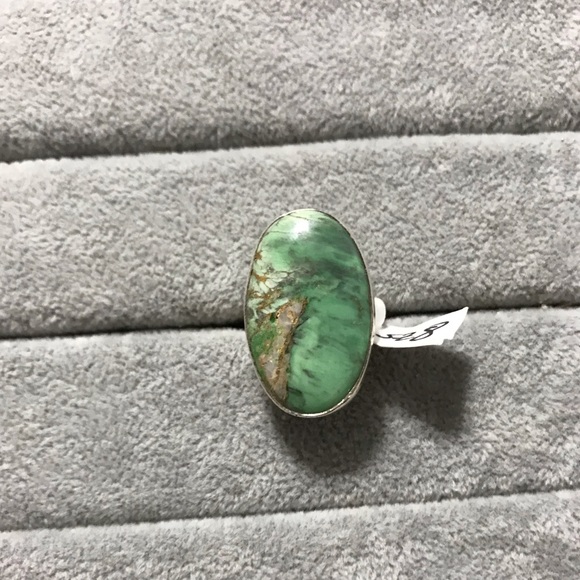 New Sterling Silver Large Oval Australian Variscite Ring Size 8 Gemstone Greens - Picture 5 of 16